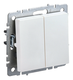 Переключатель 2-клавишный IEK BRITE, скрытый монтаж, жемчуг, BR-V22-0-10-K36