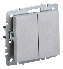 Переключатель 2-клавишный IEK BRITE, скрытый монтаж, алюминий, BR-V22-0-10-K47