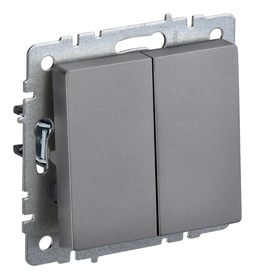 Переключатель 2-клавишный IEK BRITE, скрытый монтаж, сталь, BR-V22-0-10-K46
