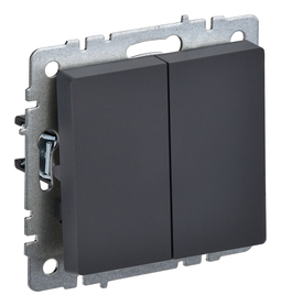 Переключатель 2-клавишный IEK BRITE, скрытый монтаж, графит, BR-V22-0-10-K53