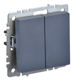 Переключатель 2-клавишный IEK BRITE, скрытый монтаж, маренго, BR-V22-0-10-K35