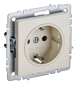Розетка IEK BRITE, скрытый монтаж, с заземлением, бежевый, BR-R11-16-K10