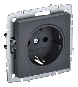 Розетка IEK BRITE, скрытый монтаж, с заземлением, графит, BR-R11-16-K53