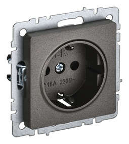 Розетка IEK BRITE, скрытый монтаж, с заземлением, темная бронза, BR-R11-16-K45