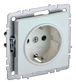Розетка IEK BRITE, скрытый монтаж, с заземлением, со шторками, жемчуг, BR-R14-16-K36