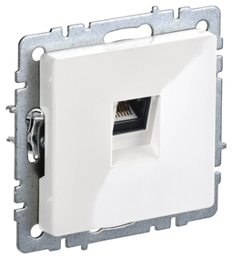 Розетка компьютерная RJ45 IEK BRITE, скрытый монтаж, белый, BR-K10-1-K01