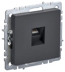 Розетка компьютерная RJ45 IEK BRITE, скрытый монтаж, графит, BR-K10-1-K53