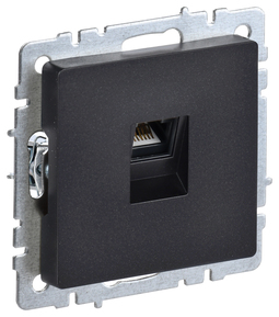 Розетка компьютерная RJ45 IEK BRITE, скрытый монтаж, черный, BR-K10-1-K02
