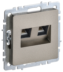 Розетка компьютерная 2xRJ45 IEK BRITE, скрытый монтаж, шампань, BR-K20-1-K37