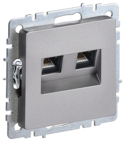 Розетка компьютерная 2xRJ45 IEK BRITE, скрытый монтаж, сталь, BR-K20-1-K46