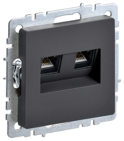 Розетка компьютерная 2xRJ45 IEK BRITE, скрытый монтаж, графит, BR-K20-1-K53