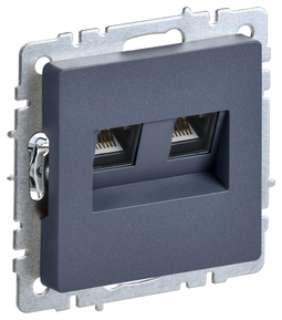 Розетка телефонная+компьютерная RJ11+RJ45 IEK BRITE, скрытый монтаж, маренго, BR-KT20-O-1-K35