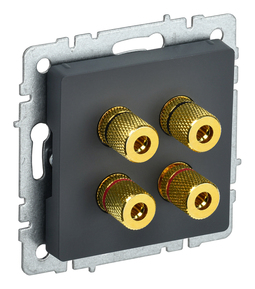 Аудиорозетка 4-местная IEK BRITE, скрытый монтаж, графит, BR-S40-K53