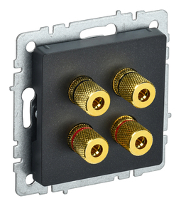 Аудиорозетка 4-местная IEK BRITE, скрытый монтаж, черный, BR-S40-K02