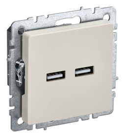Розетка 2xUSB IEK BRITE, скрытый монтаж, бежевый, BR-U21-D31-K10