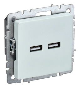 Розетка 2xUSB IEK BRITE, скрытый монтаж, жемчуг, BR-U21-D31-K36