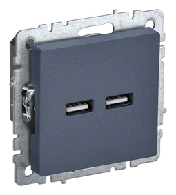 Розетка 2xUSB IEK BRITE, скрытый монтаж, маренго, BR-U21-D31-K35