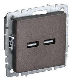 Розетка 2xUSB IEK BRITE, скрытый монтаж, темная бронза, BR-U21-D31-K45