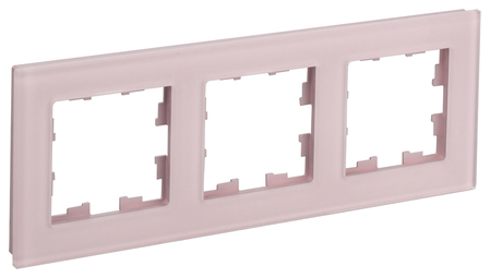 BRITE Рамка 3-мест. РУ-3-2-Бр стекло розовый матовый IEK