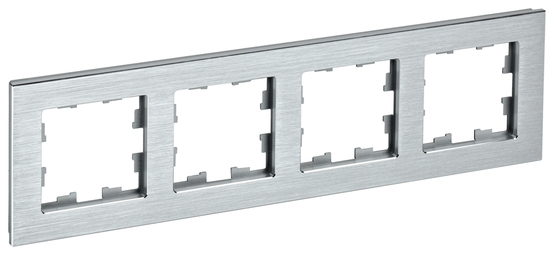 Рамка 4 поста IEK BRITE, алюминий, BR-M42-M-K47