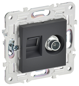 SKANDY Роз. двойная TV+RJ45 кат.5E SK-A14T титан IEK