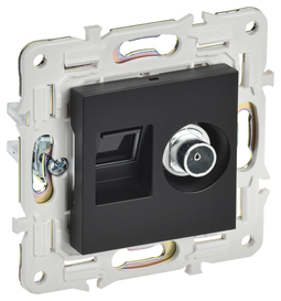 SKANDY Роз. двойная TV+RJ45 кат.6E SK-A15Bl черн. IEK