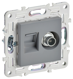 SKANDY Роз. двойная TV+RJ45 кат.6E SK-A15Gr сер. IEK