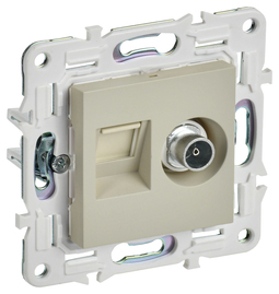 SKANDY Роз. двойная TV+RJ45 кат.6E SK-A15B беж. IEK