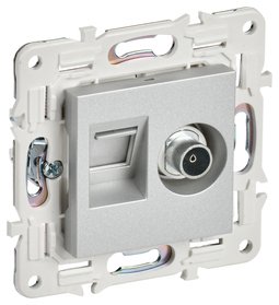 SKANDY Роз. двойная TV+RJ45 кат.6E SK-A15S сереб. IEK