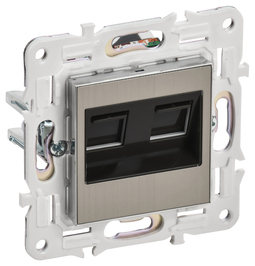 IEK SKANDY Никель Розетка компьютерная двойная RJ45 кат.6 SK-K04N