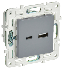 SKANDY Роз. USB A+C 18Вт SK-R13Gr сер. IEK