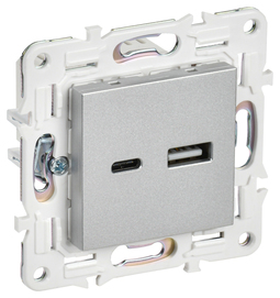 SKANDY Роз. USB A+C 18Вт SK-R13S сереб. IEK