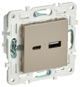 SKANDY Роз. USB A+C 18Вт SK-R13Sh шамп. IEK