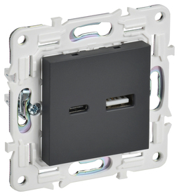 SKANDY Роз. USB A+C 18Вт SK-R13G граф. IEK