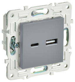 SKANDY Роз. USB A+C 3,1А SK-R14Gr сер. IEK