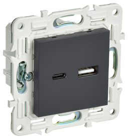 SKANDY Роз. USB A+C 3,1А SK-R14G граф. IEK