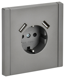 FORTE&PIANO Роз. з/к/ш в/к 16А USB A+A 3,1А FP545 ст. IEK