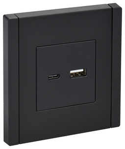 FORTE&PIANO Роз. USB A+C 18Вт FP151 чер. IEK