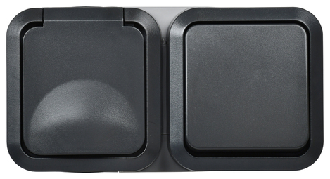 TORS Блок розетка + выключ. гор. 16А IP55 TS142 графит IEK
