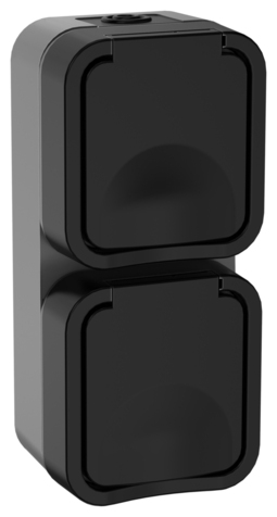 TORS Розетка 2-ая с з/к кр. верт. 16А IP55 TS132 графит IEK