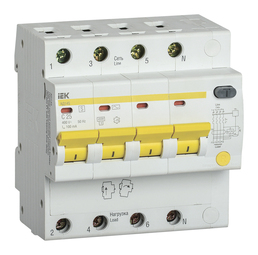 Дифавтомат IEK АД14S 4P 25А (C), 100 мА (S), MAD13-4-025-C-100