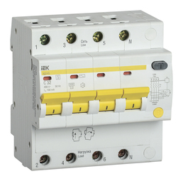 Дифавтомат IEK АД14S 4P 32А (C), 100 мА (S), MAD13-4-032-C-100