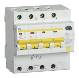Дифавтомат IEK АД14S 4P 50А (C), 100 мА (S), MAD13-4-050-C-100