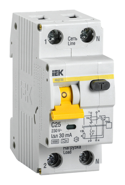 Дифавтомат IEK АВДТ 32 1P+N 25А (C) 6 кА, 30 мА (A), MAD22-5-025-C-30