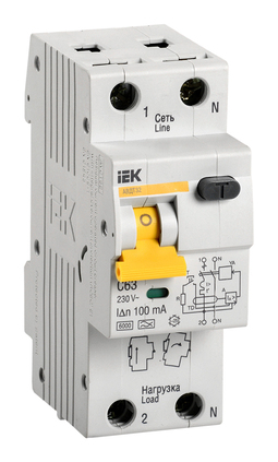 Дифавтомат IEK АВДТ 32 1P+N 63А (C) 6 кА, 100 мА (A), MAD22-5-063-C-100