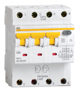 Дифавтомат IEK АВДТ 34 3P+N 10А (C) 6 кА, 10 мА (A), MAD22-6-010-C-10