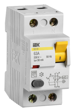 УЗО IEK ВД1-63 2P 63А, 30 мА (AC), MDV10-2-063-030