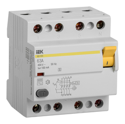 УЗО IEK ВД1-63S 4P 63А, 100 мА (S), MDV12-4-063-100